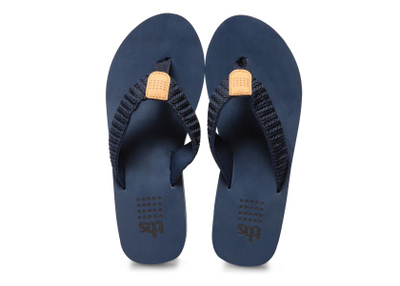Flip-flop për femra TBS Granada, platformë wedge, navy e bardhë