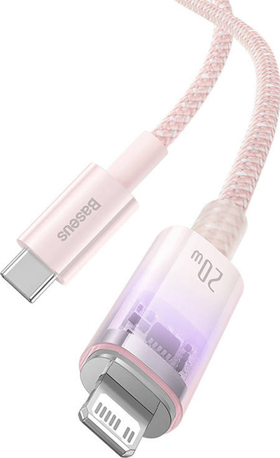 Kabllo karikimi Baseus Explorer Series USB C në Lightning, 1 m, 20W, rozë