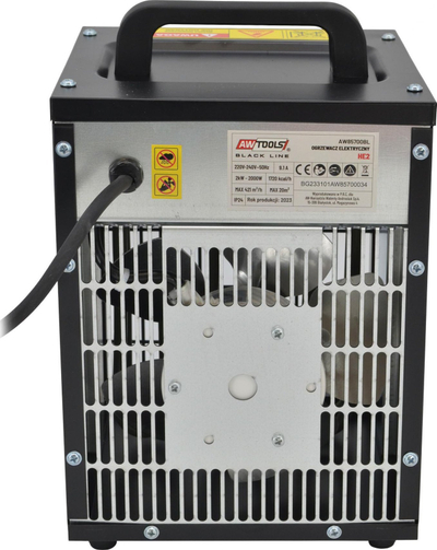 Termoventilator industrial AWTools HE3, 3000 W, me termostat që e rregullon vetë, i zi