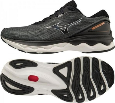 Atlete vrapimi Mizuno Wave Skyrise 3, mesh, amortizim Mizuno Enerzy, gri e errët