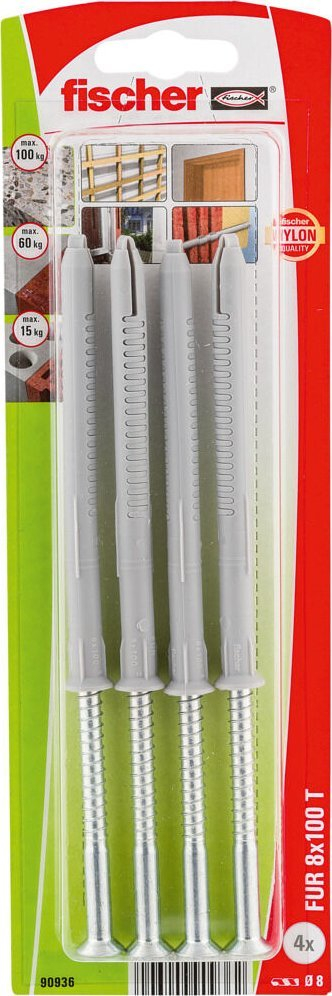 Set ankerash kornize Fischer FUR 8x100 mm, 4 copë, gri