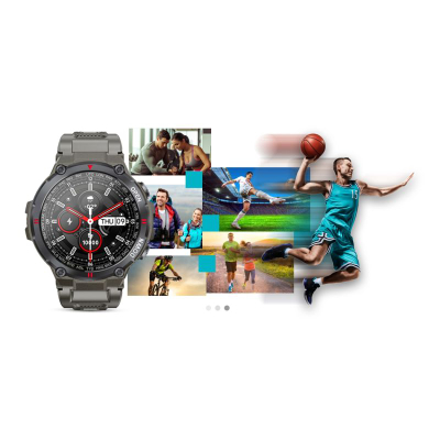 Smartwatch Giewont GW430 2, ekran me ngjyra, mat rrahjet e zemrës, gri