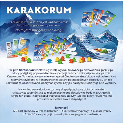 Lojë tavoline familjare Karakorum, me strategji, për 2‑6 lojtarë, shumëngjyrëshe