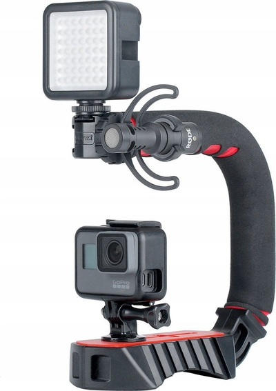 Stabilizator dore për kamerë Ulanzi U-Grip Pro, formë U, montim 1/4", i zi me të kuqe