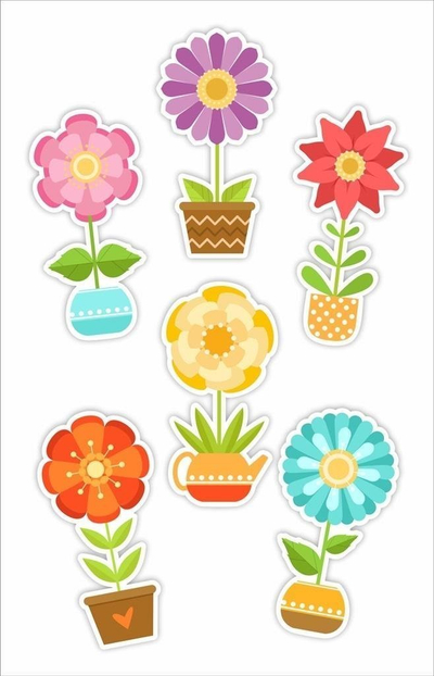 Stickers dritareje LearnHow, me lule, me dy anë, 6 copë, shumëngjyrëshe
