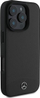 Këllëf telefoni Mercedes me lëkurë me reliev dhe të lëmuar, për iPhone 16 Pro Max, me MagSafe, i zi