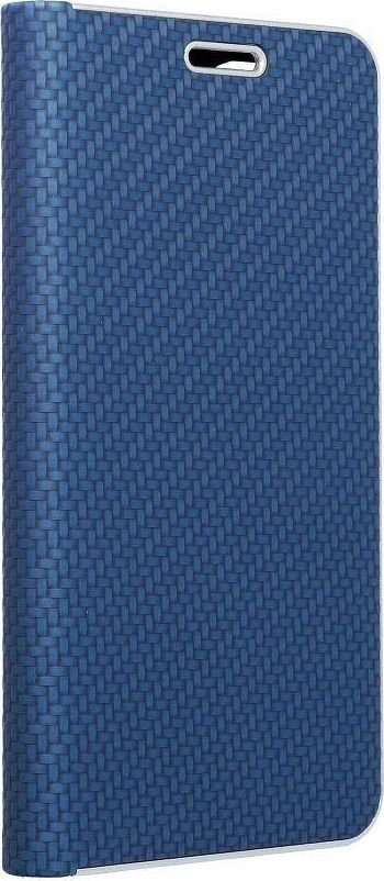 Këllëf telefoni Luna Book Carbon për Samsung S21, me magnet, bëhet stend, blu