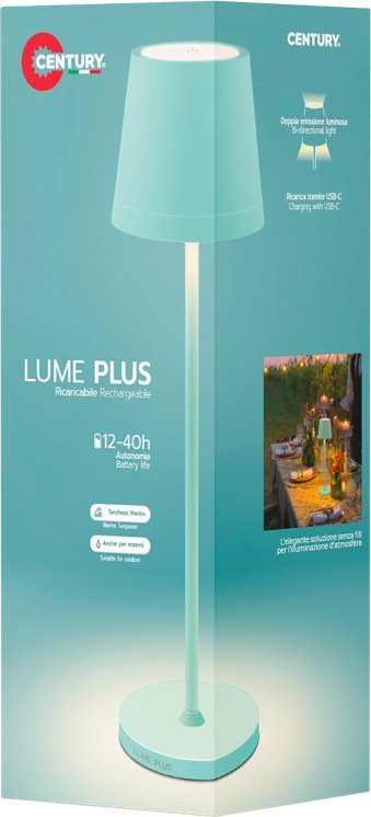 Lampë tavoline Century Lume Plus, portative, IP54, mente