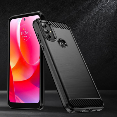Maskë mbrojtëse Hurtel Carbon Case për Motorola Moto G Power 2022, TPU e butë, efekt karbon, e zezë