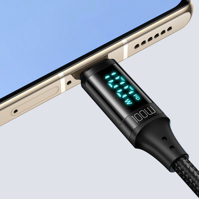 Kabllo karikimi Mcdodo me ekran LED, USB-C në USB-C, 100W PD 5A, e zezë