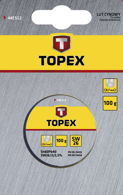 Tela saldimi Topex 44E532, 60% Sn, 1.5mm 100g, argjendtë