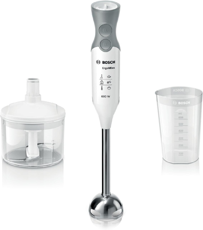 Blender dore BOSCH ErgoMixx, 600W, 220–240V, e bardhë/hirtë