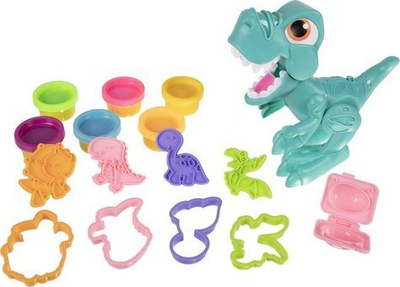 Set plasteline kreativo Feed the Dinosaur, 6 ngjyra, me lodër dinosaur, jeshil