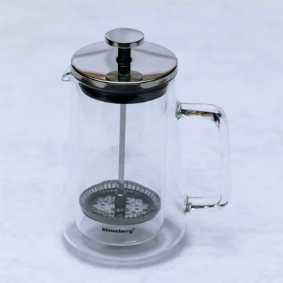 French press Klausberg, 350 ml, trup xhami, filtër inox, transparent