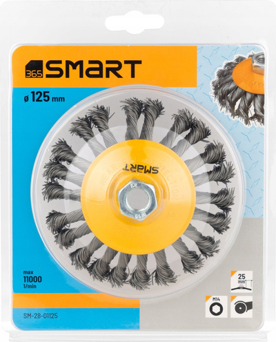 Furçë telash SMART365, 125mm, tel i përdredhur i përkul, për mulli këndor