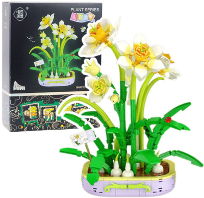 Lodra konstruktore BQ Flower in a Pot Daffodil, 623 pjesë, lule narcise, e verdhë e bardhë