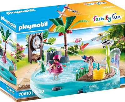Set loje Playmobil Pool with Water Cannon 70610, pishinë me top uji, për kalamaj 4+ vjeç, shumëngjyrësh