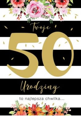 Kartolinë urimi Passion Cards Kukartka B6 PR-106, Birthday 50, shumëngjyrëshe