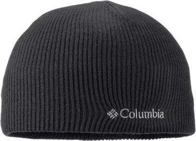 Kapelë beanie Columbia me logo të qëndisur, e thurur, një masë, e zezë