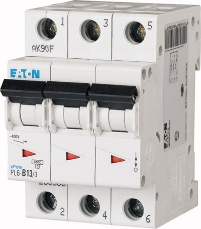 Ndërprerës automatik Eaton PL6-B13/3, 3P, 13A, 6kA