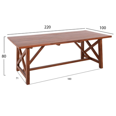 Tavolinë ngrënieje Tron druri teak 220×100×80 cm (HM9404.01)