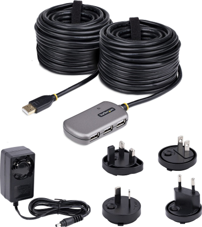 Zgjatës USB StarTech.com, 24m, USB 2.0, 4 porta, gri me të zezë