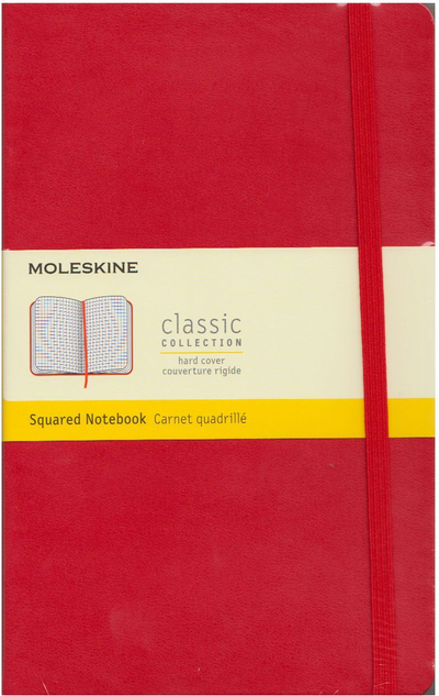 Bllok shënimesh Moleskine Classic Large, me katrorë, kapak i fortë, i kuq