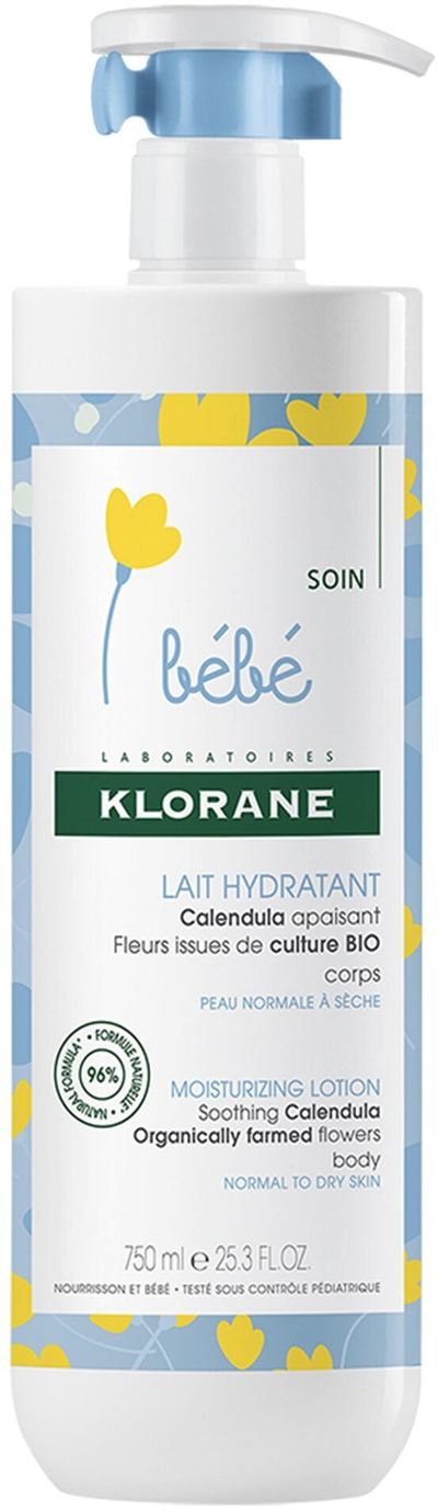 Хидратантно млеко за бебиња Klorane Bébé, невен, 750 ml, бело