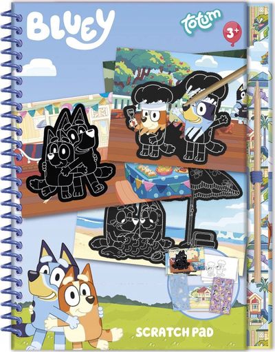 Libër kreativ vizatimi Bluey Scratch Pad Totum, spiral, me shabllone, shumëngjyrësh