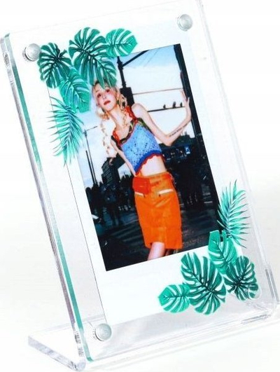 Kornizë LoveInstant Standing Frame Green Leaves, për foto Instax Mini, plastike transparente, me gjethe jeshile