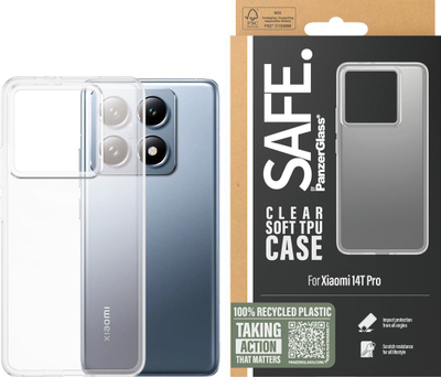 Mbështjellës telefoni SAFE by PanzerGlass Xiaomi 14T Pro, TPU i butë, kundër goditjeve, transparent