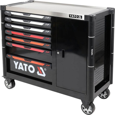 Dollap shërbimi Yato YT-09033, 7 sirtarë, me rrota, i zi