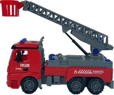 Lodër kamion zjarrfikës LeanToys Fire Brigade, montim me kaçavidë, për çmontim dhe rimontim, e kuqe