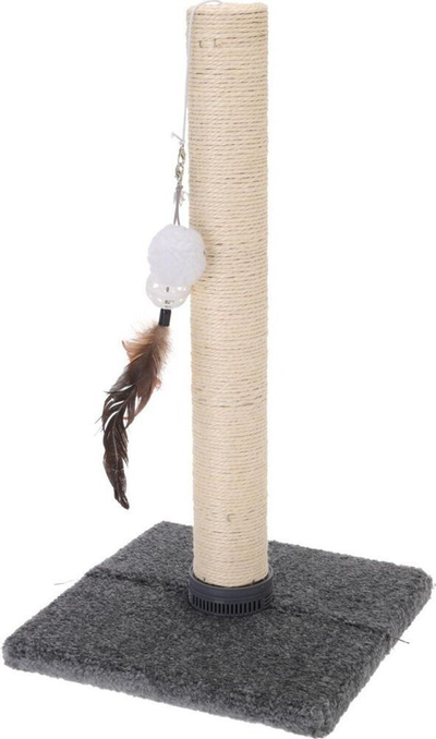 Pemë gërvishtëse për mace Koopman, me top edhe pupla, 55cm, bezhë