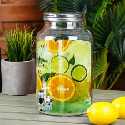 Enë pijeje me rubinet, 5L, plastike, transparente