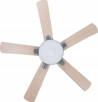 Ventilator tavani me dritë HOBBLE, me telekomandë, 4 fletë, gri e çelët