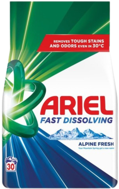 Detergjent pluhur për rroba Ariel Fast Dissolving Alpine Fresh, 1.8L, 40 larje