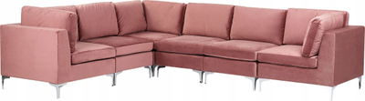 Divan këndor Beliani EVJA, modular me 6 vende, kadife rozë