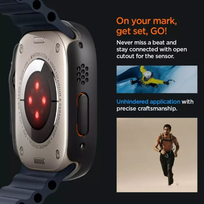 Mbulesë mbrojtëse Spigen Thin Fit 360 për Apple Watch Ultra 49mm, polikarbonat, xham i fortë, e zezë