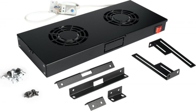 Modul ftohës rack Equip 19", 1U, me 2 ventilatorë, i zi