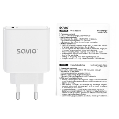 Karikues muri Savio LA-14, 20W, Power Delivery 3.0, i bardhë