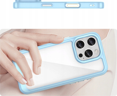Mbështjellës telefoni Outer Space për iPhone 16 Pro Max, kornizë xheli, transparent, blu