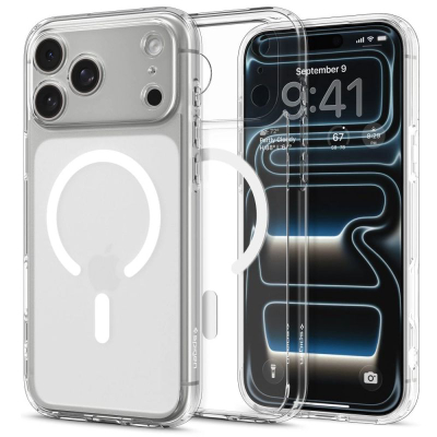 Mbrojtëse telefoni Spigen Ultra Hybrid MagSafe për iPhone 17 Pro, transparente, Frost White