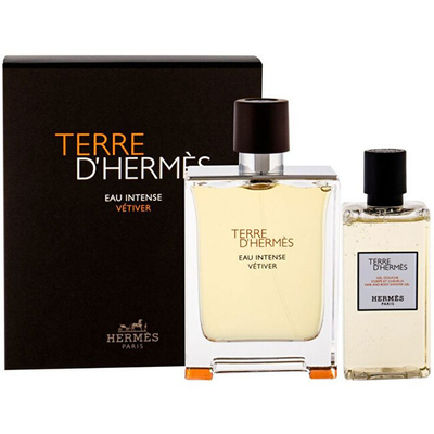 Set parfum dhe xhel dushi Hermes Terre D'Hermes Eau Intense Vetiver, 100 + 80 ml