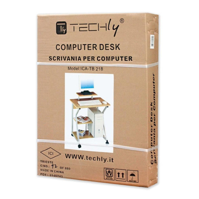 Tavolinë kompjuteri Techly Desk Brown, 70 x 50 cm, me rrota, ngjyrë ahu
