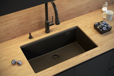 Lavaman kuzhine GraniteQ LOGAN 110, 76x44x23.5 cm, granit, për tu montu nën banak, pure carbon