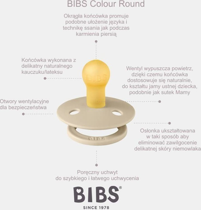 Цуцла смирувач BIBS Colour, природна Hevea, големина M, сива Fossil