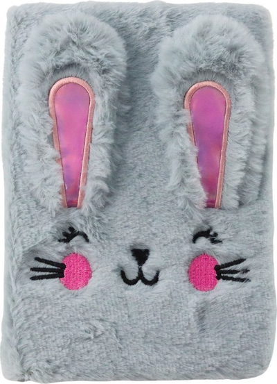 Fletore Plush Fur, A5, faqe me vija, kopertinë pellushi gri me lepurush