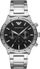 Рачен часовник Emporio Armani Chronograph, нерѓосувачки челик, 43mm, сребрен со црна