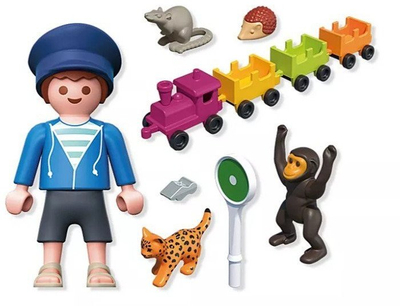 Set lojërash Playmobil Small Locomotive Exit 71951, tren lodër, me kafshë shumëngjyrëshe